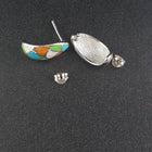 Multi stones Zigzag Sterling silver post earrings