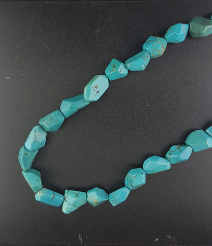18 inches Big Chunk Turquoise sterling silver necklace Lobster Claw clasp