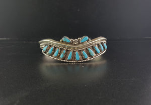 Navajo Cluster turquoise sterling silver cuff bracelet - vintage