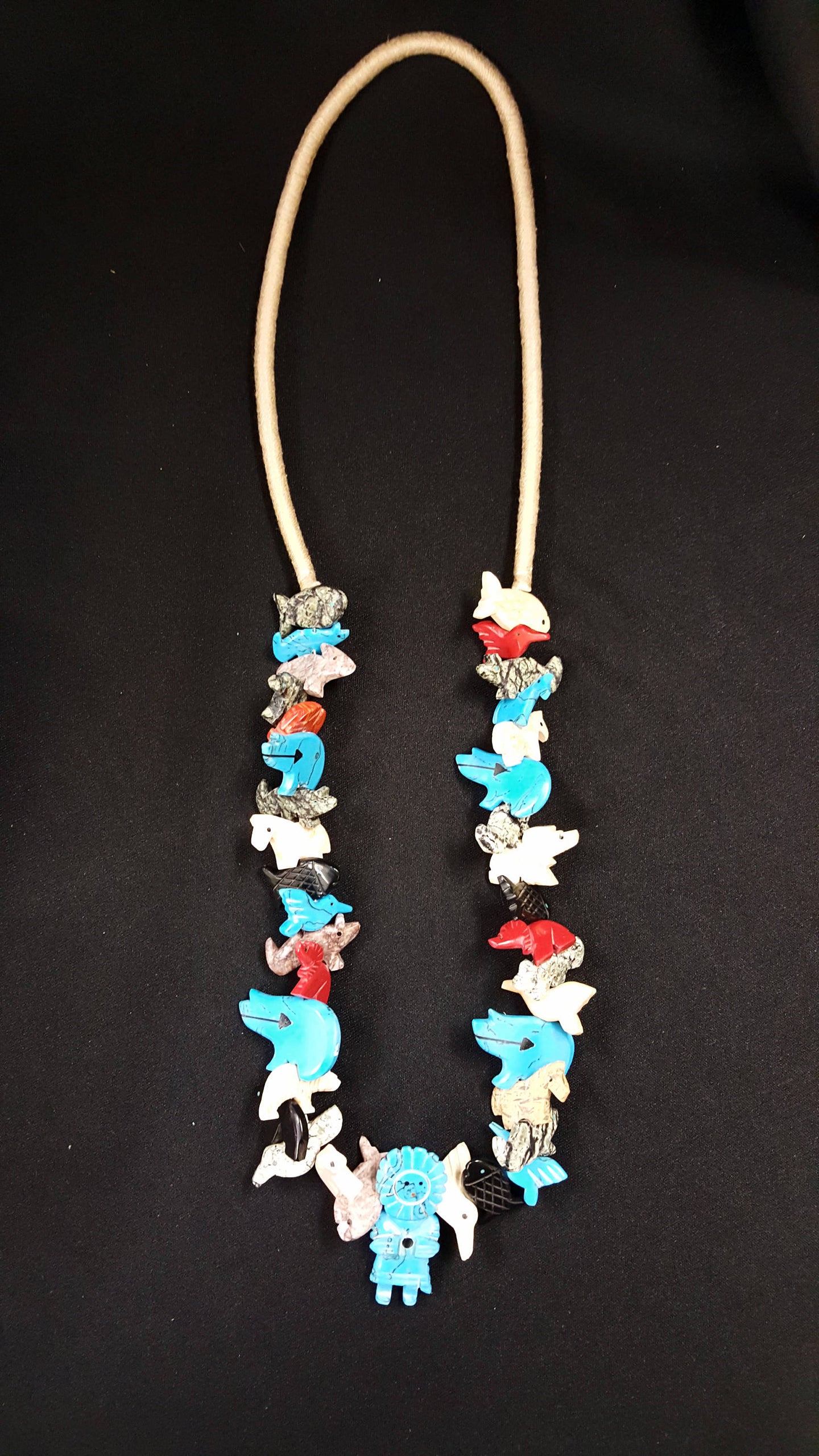 Santo Domingo fetish necklace with kachina doll