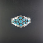 Navajo Cluster Blue Kingman Turquoise multi-stones sterling silver cuff bracelet