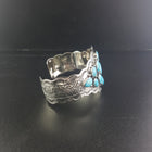 Navajo Cluster Blue Kingman Turquoise multi-stones sterling silver cuff bracelet