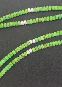 20 inches sterling silver green turquoise necklace with Naja pendant - 2 strands