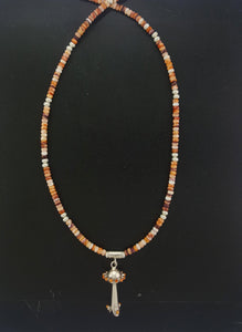 18 inches single strand sterling silver spiny oyster necklace with blossom bell pendant