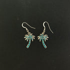Reversible sterling silver turquoise Palm tree dangle earrings