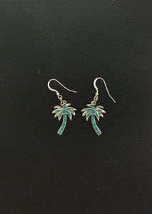 Reversible sterling silver turquoise Palm tree dangle earrings