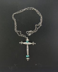 Vintage Navajo sterling silver cross pendant sterling silver necklace