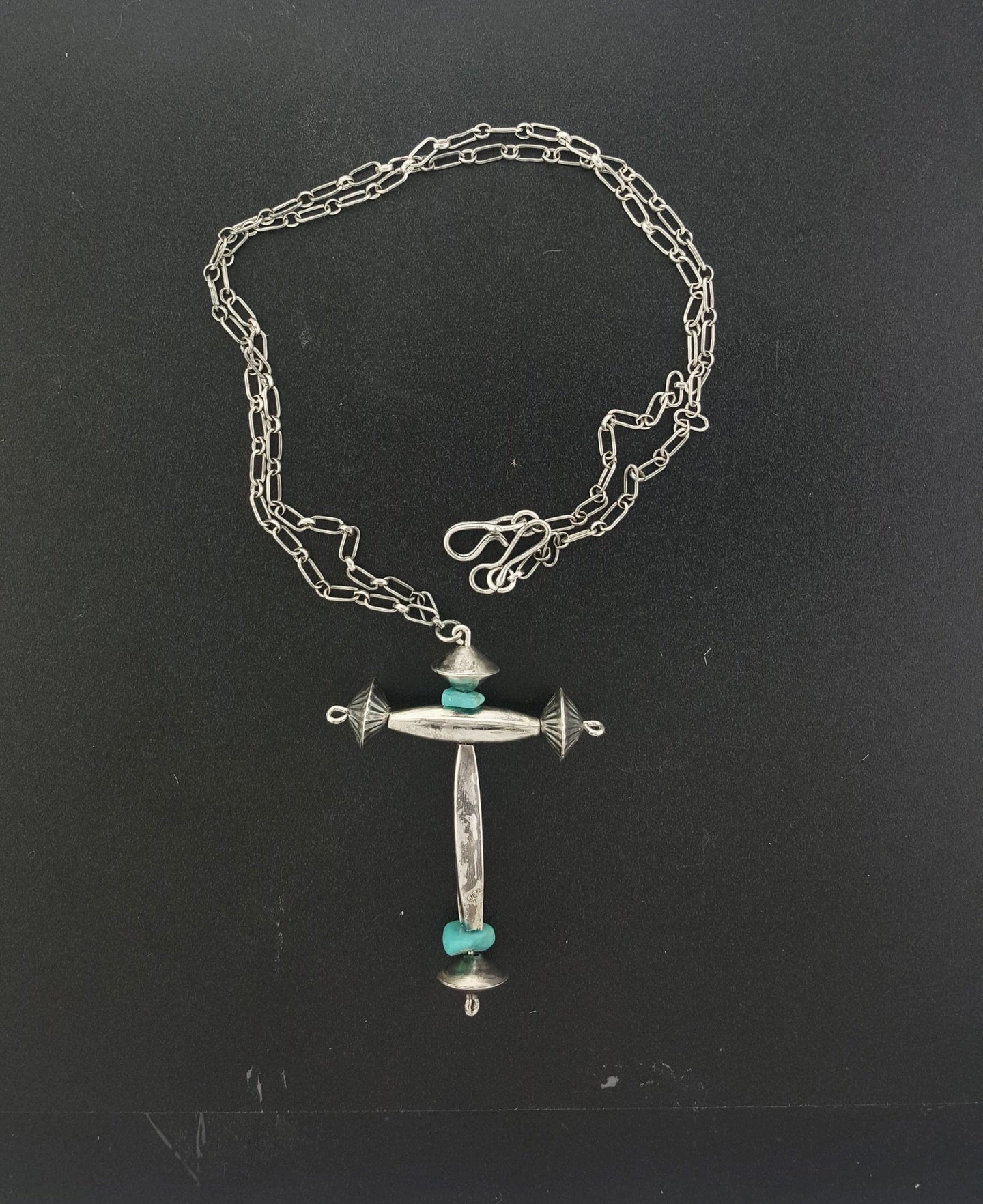 Vintage Navajo sterling silver cross pendant sterling silver necklace