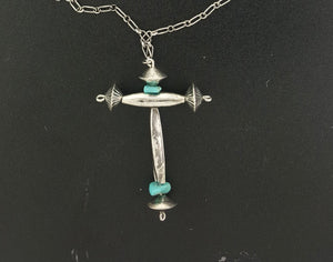 Vintage Navajo sterling silver cross pendant sterling silver necklace