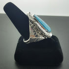 Vintage traditional Navajo sterling silver Natural Kingman turquoise Men's ring - size 14