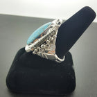 Vintage traditional Navajo sterling silver Natural Kingman turquoise Men's ring - size 14