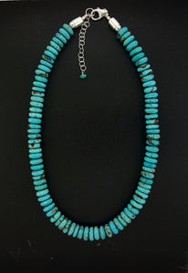 16 inches 11 mm sterling silver Natural Kingman turquoise beaded necklace