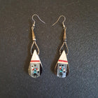 Zuni Kachina Inlay Shell sterling silver teardrop dangle earrings - VINTAGE