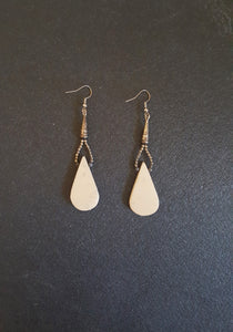 Zuni Kachina Inlay Shell sterling silver teardrop dangle earrings - VINTAGE