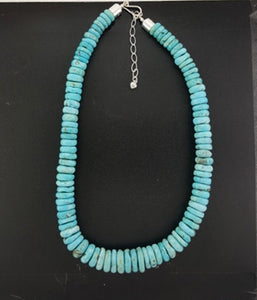 16 inches sterling silver Natural Kingman turquoise beaded necklace