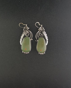 Heavy Navajo Natural Royston Turquoise sterling silver dangle earrings