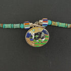 18 inches Turquoise necklace with inlay bear pendant