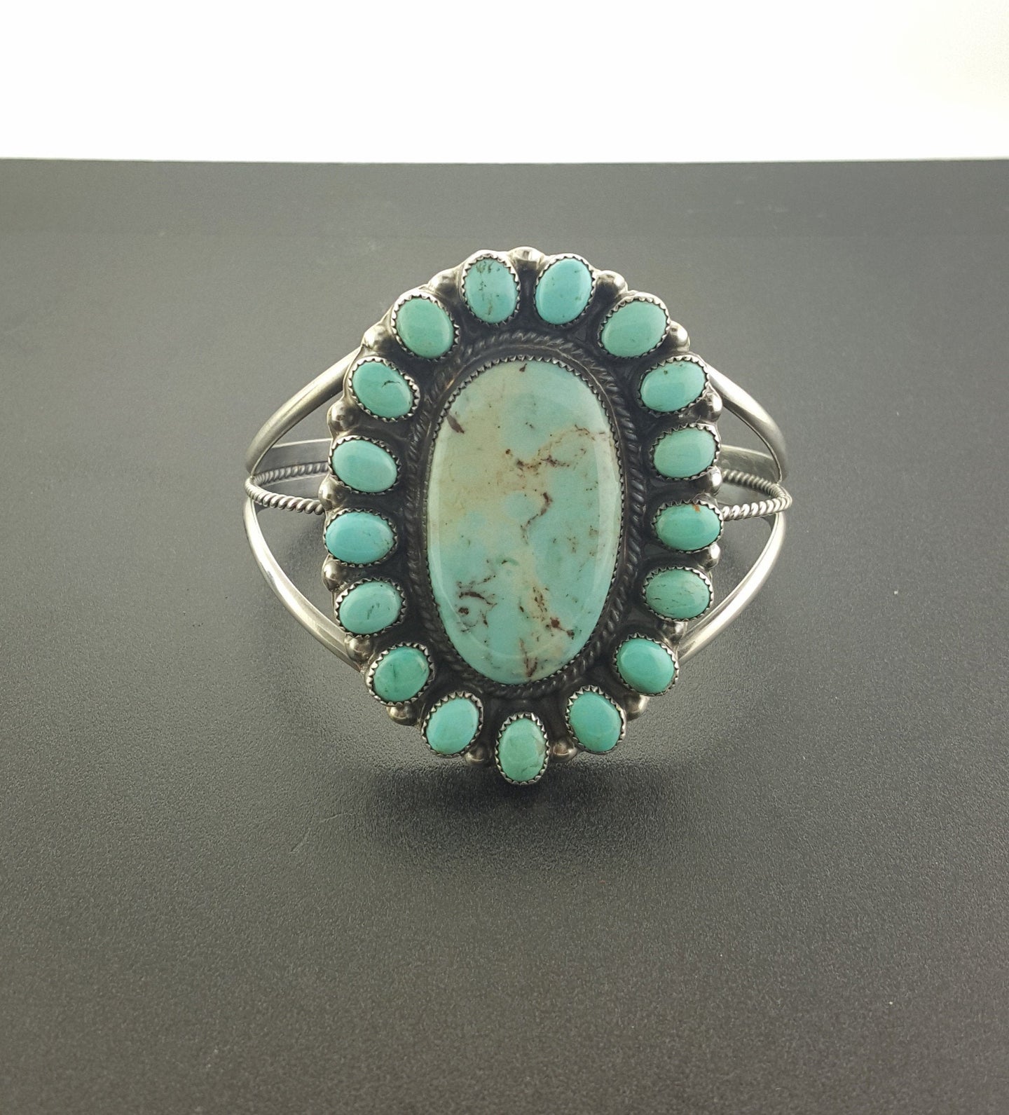 Big Navajo cluster Natural Morning Star cuff bracelet