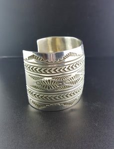 Big Heavy Navajo sterling silver Cuff Bracelet - stamped RE