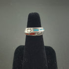 Vintage Navajo Bear inlay turquoise red coral sterling silver mens ring - size 6