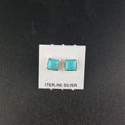 6 mm square Kingman turquoise Sterling silver stud earrings