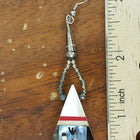 Zuni Kachina Inlay Shell sterling silver teardrop dangle earrings - VINTAGE