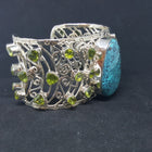 Natural Turquoise Peridot sterling silver Cuff bracelet