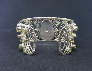 Natural Turquoise Peridot sterling silver Cuff bracelet