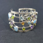 Natural Opal Amethyst Blue Topaz Citrine Peridot sterling silver cuff bracelet