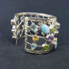Natural Opal Amethyst Blue Topaz Citrine Peridot sterling silver cuff bracelet