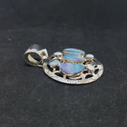 Natural Opal Navajo Design sterling silver Round Pendant