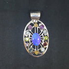 Natural Opal Amethyst Blue Topaz Ruby Citrine Peridot sterling silver Oval Pendant