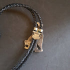 American Bald Eagle Zuni black onyx mother of pearl turquoise sterling silver Bolo tie - vintage- SIGNED