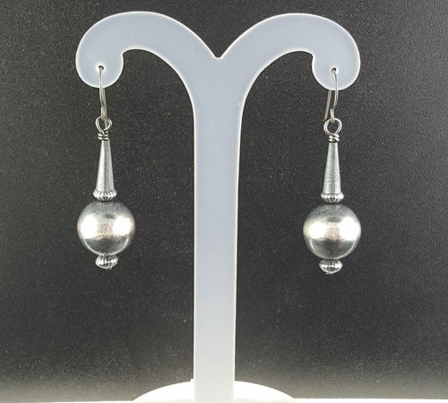 16 mm Navajo pearl sterling silver dangle earrings