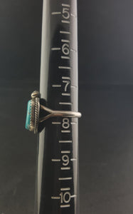 Navajo Leaf Kingman turquoise sterling silver ring - size 7 1/2
