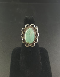Navajo Nevada Turquoise Thick Band sterling silver ring - size 8 - vintage