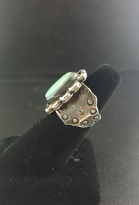 Navajo Nevada Turquoise Thick Band sterling silver ring - size 8 - vintage