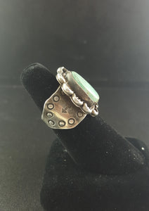 Navajo Nevada Turquoise Thick Band sterling silver ring - size 8 - vintage