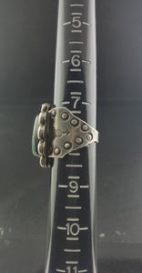 Navajo Nevada Turquoise Thick Band sterling silver ring - size 8 - vintage