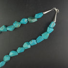 18 inches Big Chunk Turquoise sterling silver necklace Lobster Claw clasp