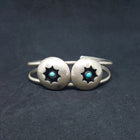 Vintage Double Shadow Box Turquoise Sterling Silver  Cuff Bracelet
