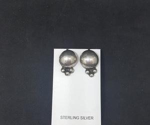 sterling Silver screw back earring- Navajo Silver Half dots VINTAGE