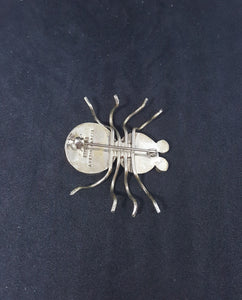 Native American Spider Black Onyx sterling silver lapel pin - vintage