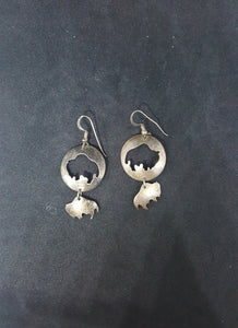 Vintage Navajo Buffalo sterling silver dangle earrings