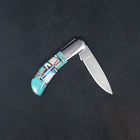 Turquoise and many stones inlay pocket knife