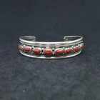 Red Coral Navajo sterling silver cuff bracelet