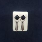 vintage Navajo needlepoint black onyx sterling silver post earrings