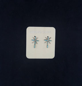 Native American Navajo Cross Inlay turquoise sterling silver post earrings - vintage