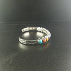 Southwest Turquoise Spiny oyster Mother of Pearl  Multi-stones multi-colored sterling silver Cuff bracelet