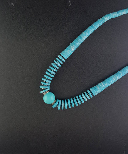 18 inches sterling silver Larimar bead necklace
